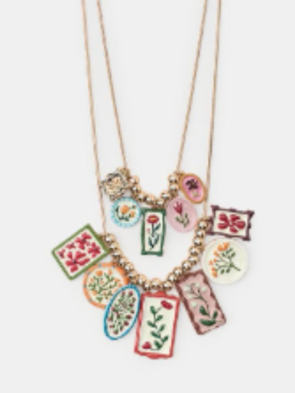 NEW 2026 Zara Double Ceramic enamel Floral necklace - Picture 2 of 7